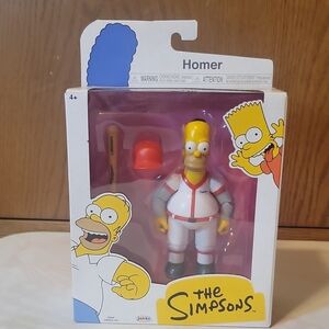 The Simpsons Homer Baseball Outfit Action Figure - White & Yellow
